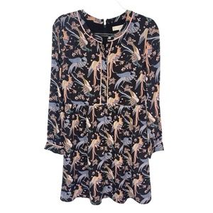 LOFT Women’s Dress Size 4 Peacocks Spring Colors Button Front Knee Length